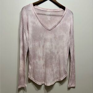 ✨$7 CLEAR-OUT✨ American Eagle Soft & Sexy Ribbed Long Sleeve V Neck Shirt Pink